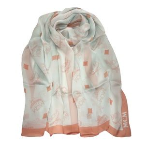 MCM Silk Logo Moonlight Jade Long Scarf Summer Shawl